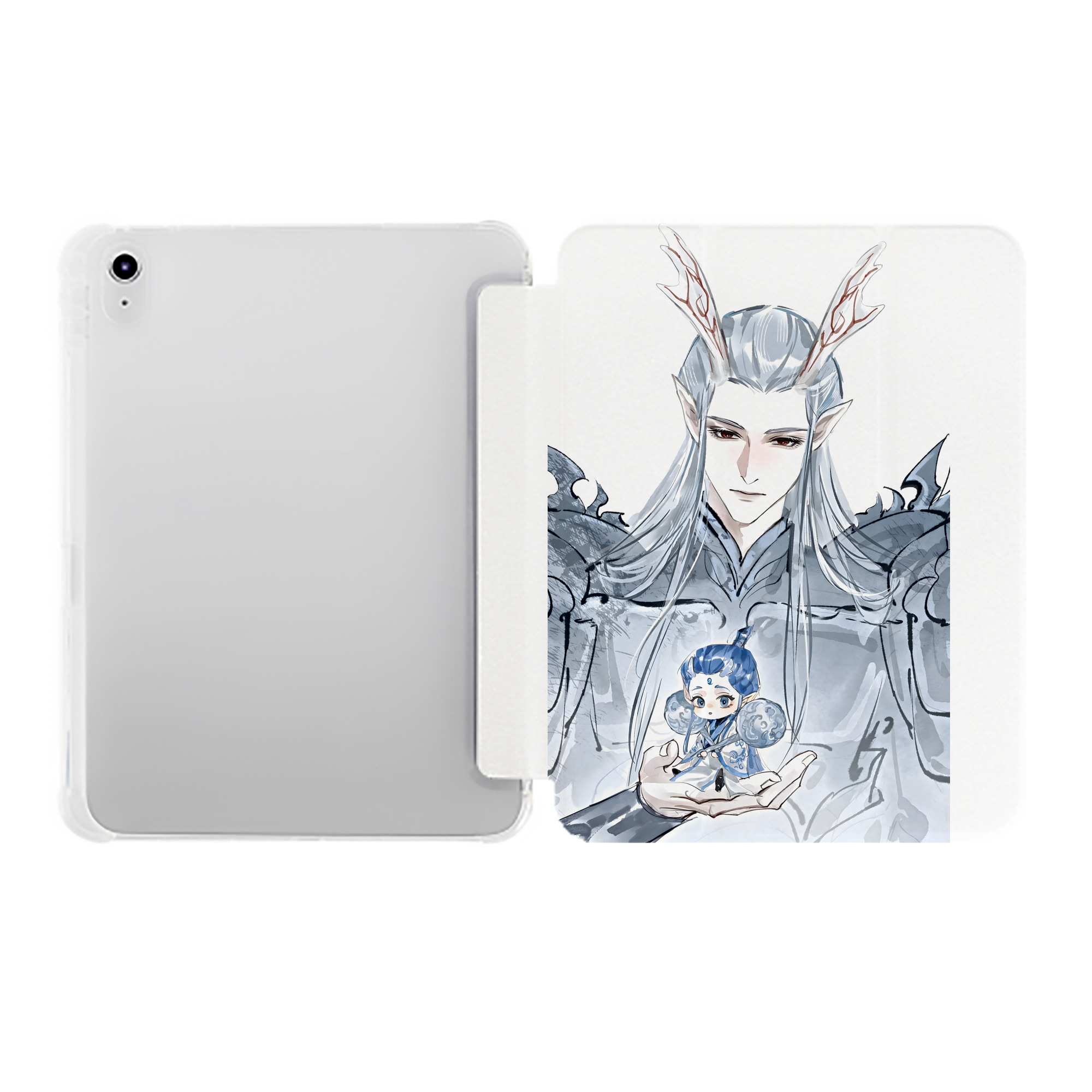 （画像用） Ne Zha 2 ナタ 魔童の大暴れ IPad ケース ペン収納付き 三つ折りスタンド PUレザー×シリコン 対応機種9.5/10.5/10.9インチ